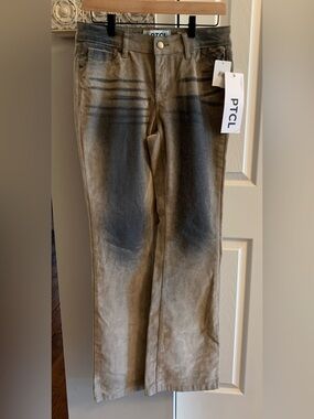 PTCL Women's Boot Cut Flare Jeans in Distressed Taupe NWT - 27